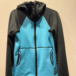 Melanzana Hard Face full zip color block Women's Medium Turquoise Black